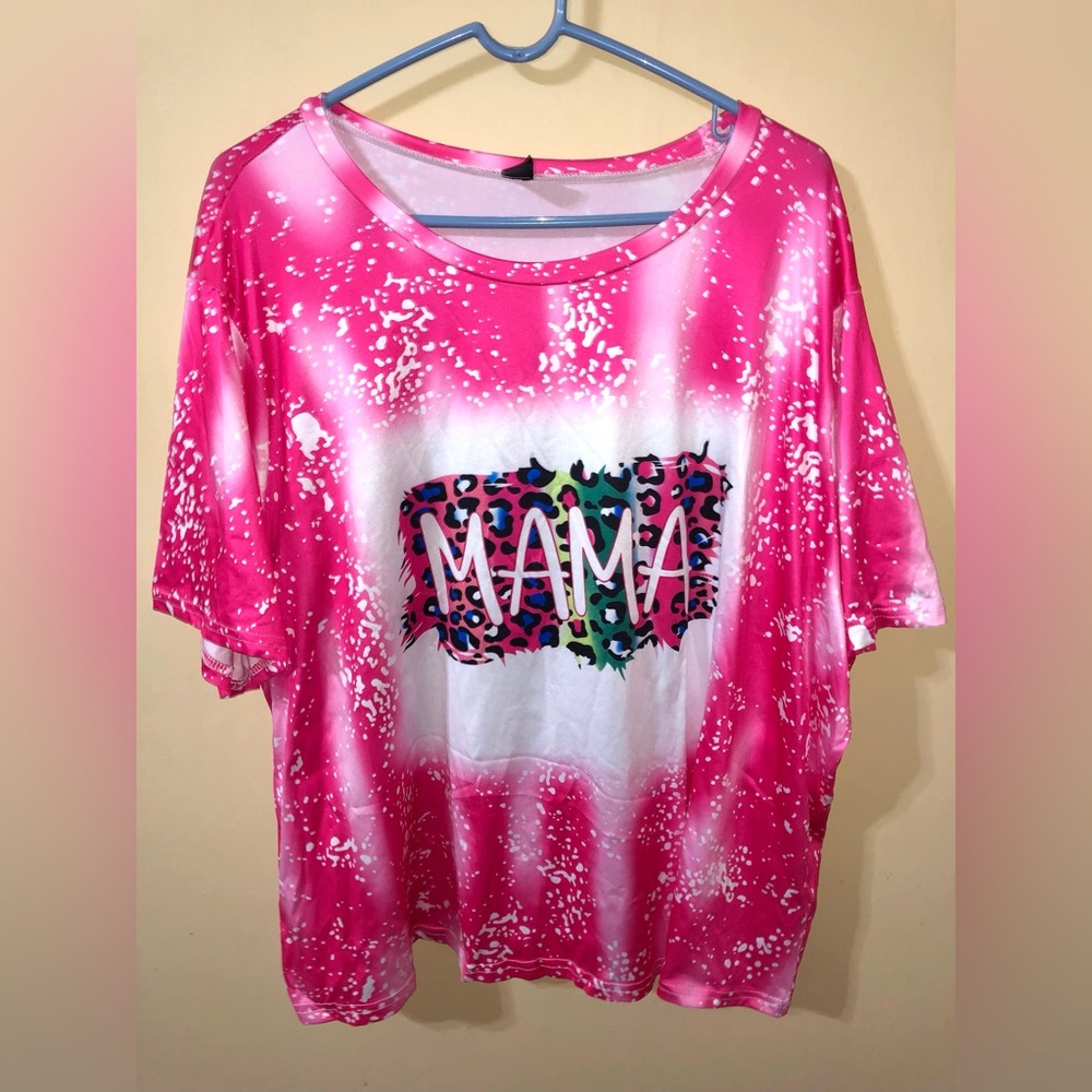 Shein Pink and White Graphic Mama T-Shirt 5xl